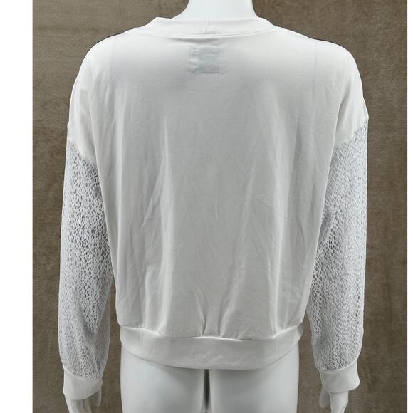 Lucky in Love Top Womens Large White Mesh Sleeves Neon Trim Tennis Golf Active - Picture 5 of 11